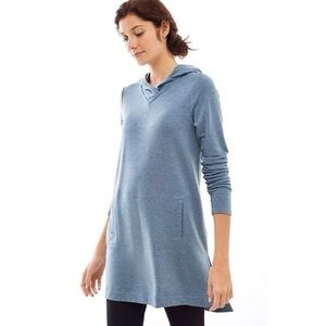 Petite Pure Jill Cozy Soft Luxe Tencel Hoodie Tunic Dress Blue Medium Travel